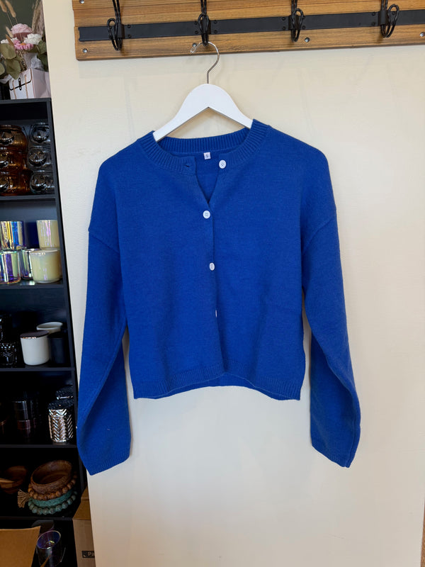 Common Sense Button-Up Cropped Sweater Cardigan